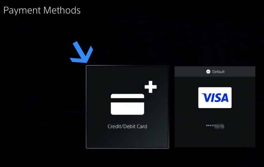 Add debit card to PS5