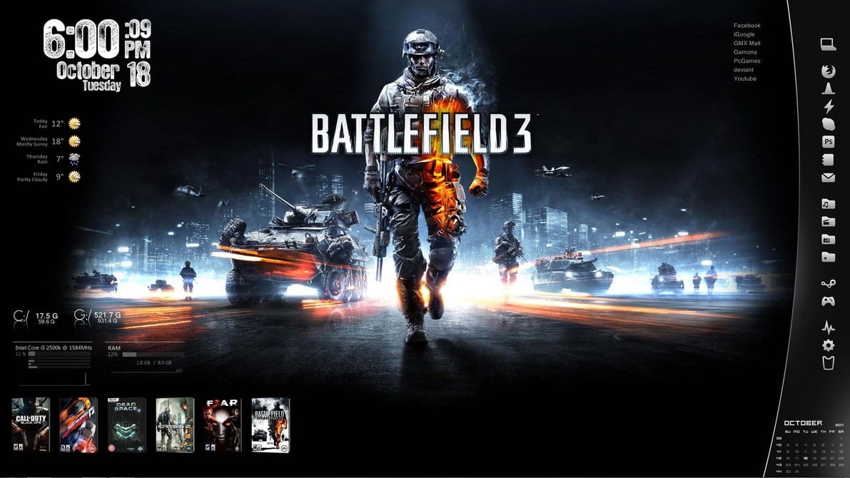 battlefield 3 - best rainmeter skin for windows PC