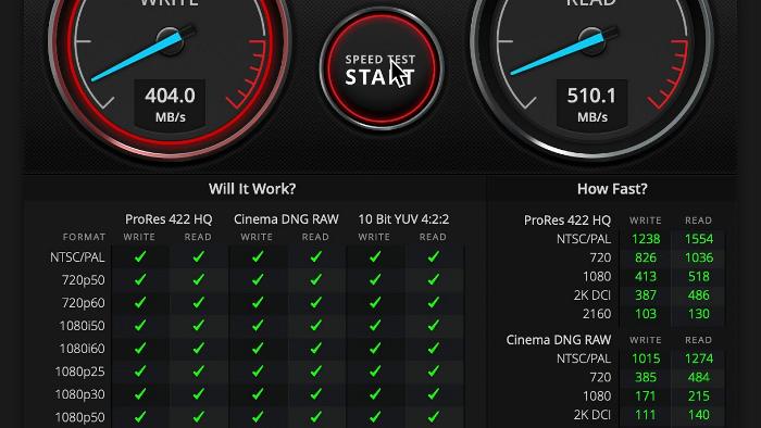 Blackmagic disk speed test tool