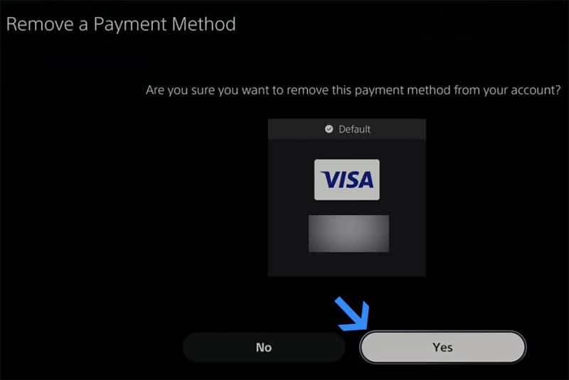 remove credit card from PS5