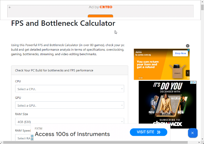 CPU Agent Bottleneck Calculator