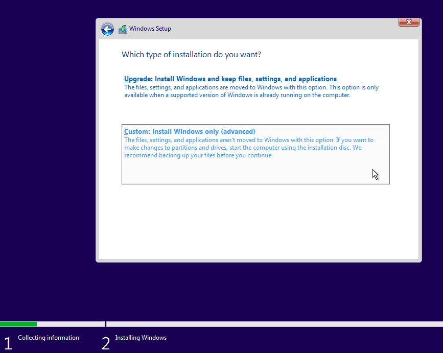 Installing Windows 10